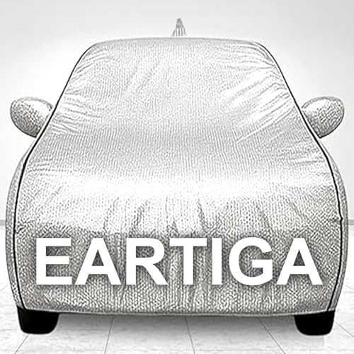 Image of Car Cover for Maruti Ertiga All Model & Years (2012-2024) 100% Waterproof with Mirror Pockets, Triple Stitched Bottom Elastic Dustproof Full Body Protection Heat & UV Resistant- Silver