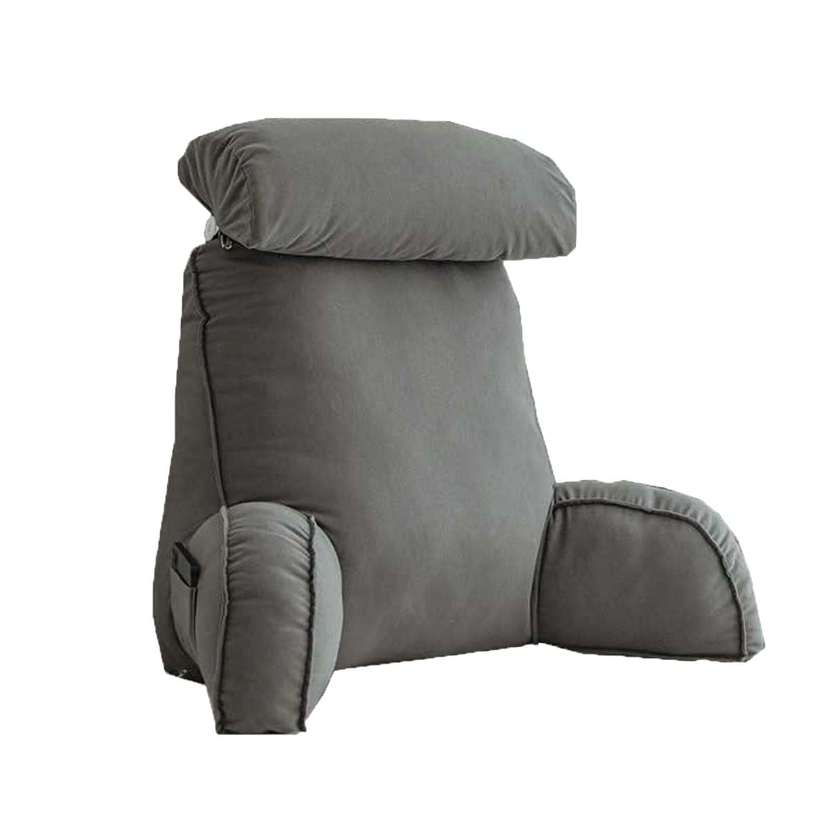 Kongdson Reading Pillow with Neck and Pockets, Bed Sofa Rest Comfy Backrest Cushion, Arm Rests Back Support Waist Pillow for Reading Watching TV Sitting Up