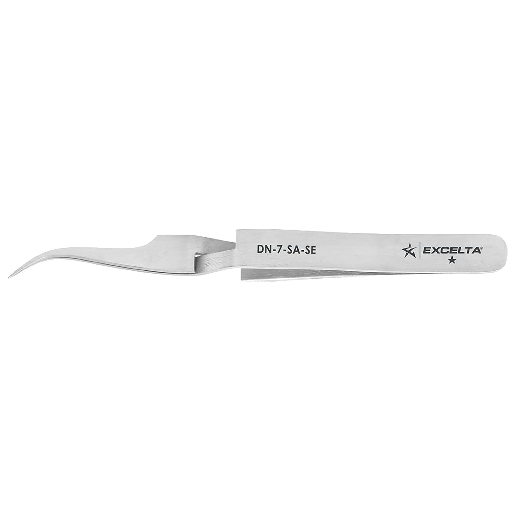 Excelta Fine Points Tweezers, Reverse Action Curved Tweezers, One Star, Stainless Steel, Anti - Magnetic, 0.5" Height, 0.375" Wide, 4.5" Length