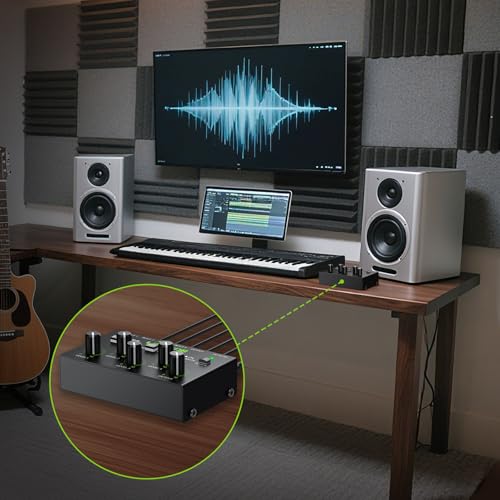 Mélangeur audio 3,5 mm mini console mixage 4 canaux alimentée jack - 6