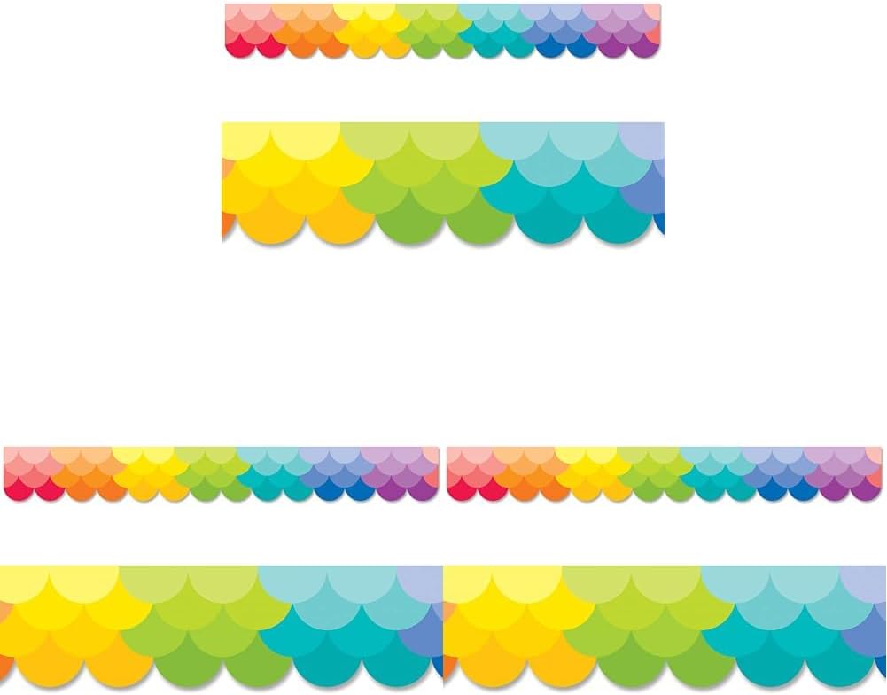 CTP Ombre Rainbow Scallops Bulletin Board EZ Border (Creative Teaching Press 10569) (Pack of 3)