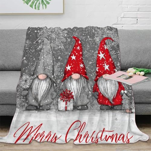 Fini le froid avec la couverture Noël gnomes polaire microfibre grand format