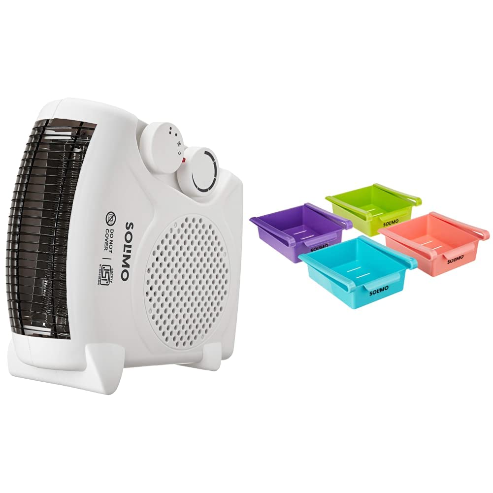 Amazon Brand - Solimo 2000-Watt Room Heater (ISI certified, White color, Ideal for small to medium r & Fridge Organizer Set (4 pieces) Combo-image-12