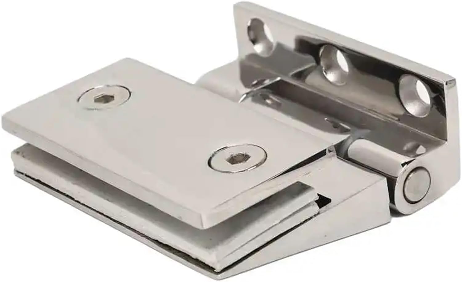 Single side slanted stainless steel hinge for bathroom glass door, hardware for home office furniture and windows.