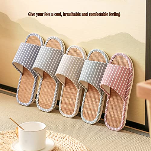 GHYUBYER Bamboo Slippers for Women and Men Indoor Open Toe Sandal,Unisex Slippers Mute Slippers Skidproof Summer Sandals(Color:Light Grey,Size:EUR42-43)4