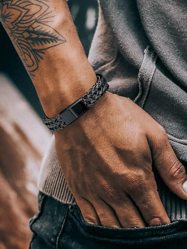 Richsteel Bracelets for Men 6mm/10mm/12mm Width Stainless Steel With Sturdy Clasp Franco Curb Chain Mens Bracelet 7.4/8.2/9 Inches Length2