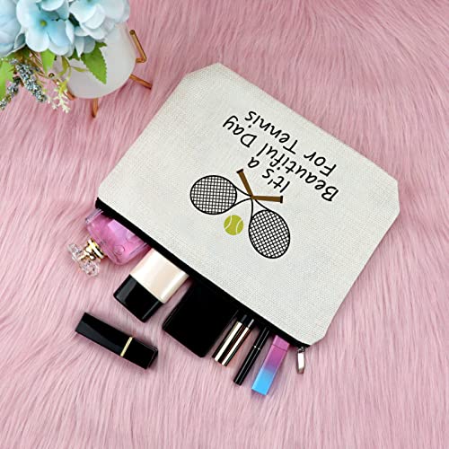 Tennis Lovers Gift Makeup Bag Inspirational Gift for Tennis Girl Tennis Player Gift for Women Cosmetic Bag Tennis Themed Gift Idea Tennis Team Gift Funny Birthday Graduation Gift Travel Cosmetic Pouch