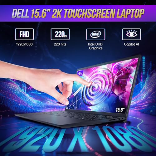 Image of Dell 15 Touchscreen Laptop for Business, Intel 10-Core i7-1355U Processor (up to 5.00 GHz), 15.6 inch 2K Anti-Glare FHD Display (1920 x1080), Copilot AI, 64 GB RAM, 2 TB SSD, Wi-Fi 6, Windows 11 Pro