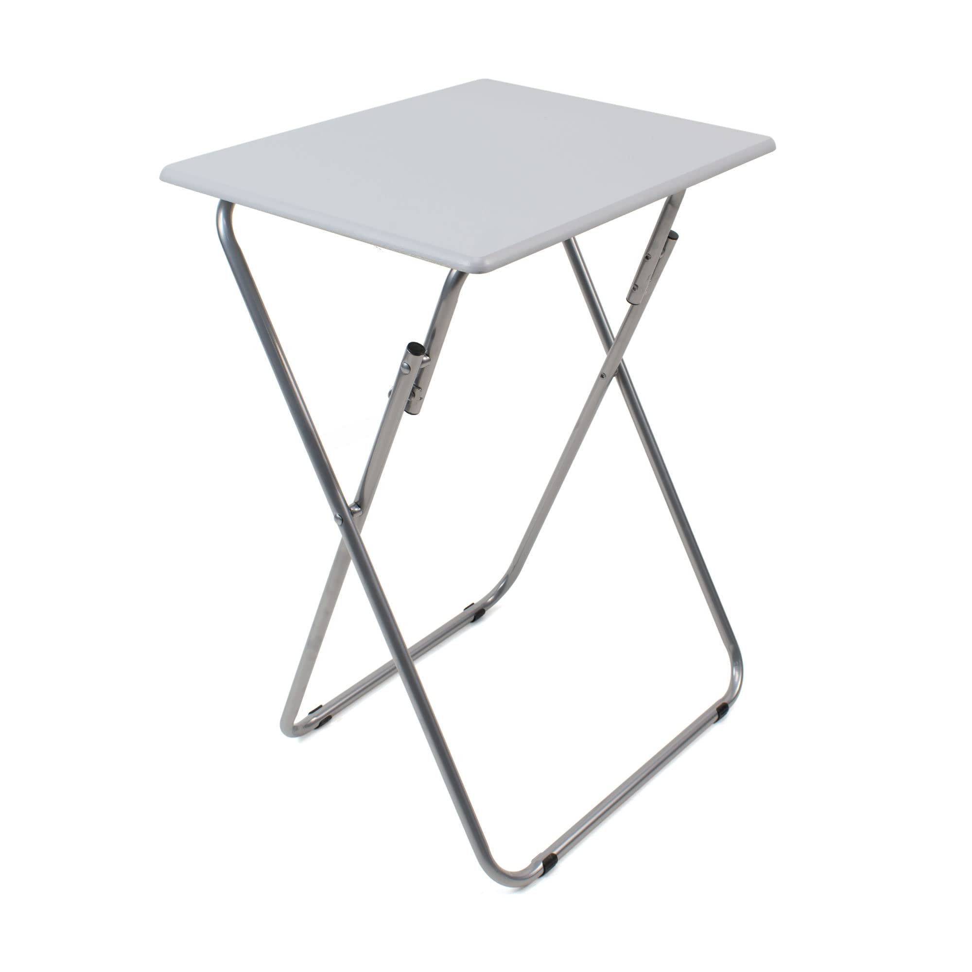 THE SECRET HOME - Mesa Plegable de Madera y Aluminio - Mesita Multifuncional - Largo: 48 cm x Ancho: 38 cm - Color Gris - Mesa Auxiliar para Terraza, Balcón, Camping o Jardín