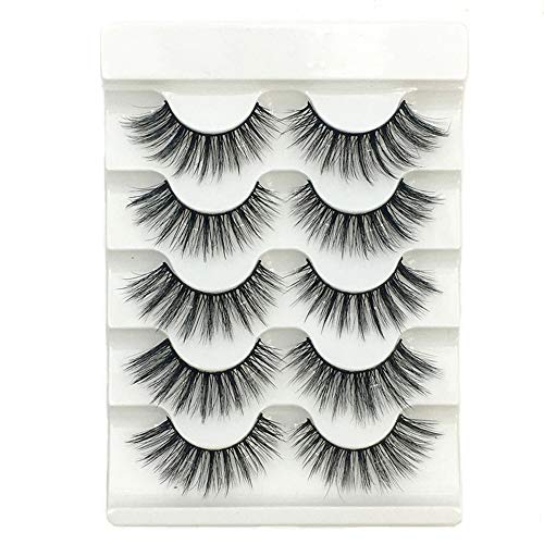 ARRIVEOK SKONHED 5 Pairs 3D Faux Mink Hair Criss-cross False Eyelashes Eye Lash Extension Eye Makeup Tools Natural Long Wispy Flared Multi-styles(Wispies)