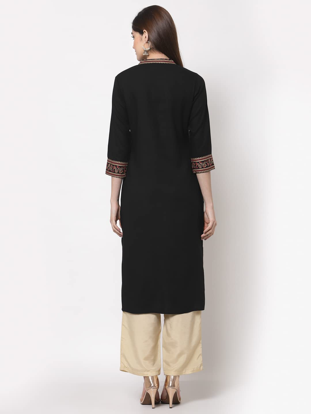 KBZ Women's Rayon Printed Straight Kurta - 48" Length Ethnic Tunic With 3/4 Sleeves