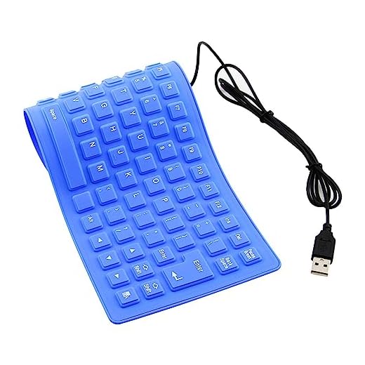Super Space Foldable Silicone, USB Waterproof Travel Wired Keyboard, Wired Keyboard with 4.14ft - Folding Keyboard Compatible with Windows, PC, Laptop, Mac, blue