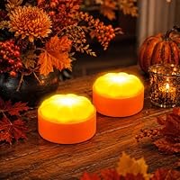 Shengruili 2PCS Herbstdeko Kürbis Mit LED Licht,Halloween deko kürbis beleuchtet,LED für Tischdeko,Herbst Deko Beleuchtung,Fur Tischdeko,Halloween Party,Garten Dekofigur – Ansicht 4