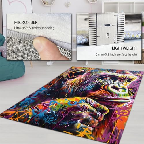 Tapis de sol lavables style urbain gorille pour dynamiser la décoration d'un espace ado