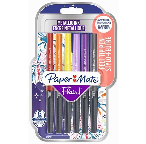 PAPER MATE Papermate 95239 Embalagem com 6 marcadores Flair Nylon Multicolorido, Metálico