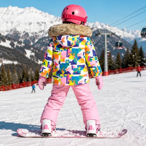 Image of JiAmy Kids 2 Piece Snowsuit Set Girl Winter Hooded Puffer Jacket & Snow Bib Pants Boy Ski Suits Ultralight Outfit