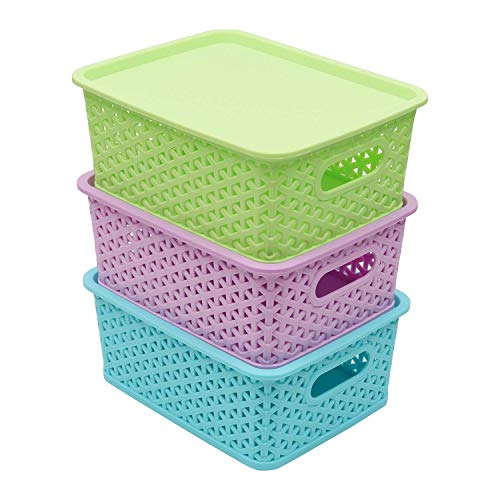 AB SALES Decorative Storage Basket with Lid for Office Organizer|Decorative Storage Baskets Organizer Bins with Lids(19X25X10 cm, 3 PCS) AB SALES Decorative Storage Basket with Lid for Office Organizer|Decorative Storage Baskets Organizer Bins with Lids(19X25X10 cm, 3 PCS)