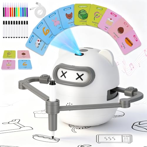 CaeliMuse Zeichenroboter Kinder mit 100 Karten, kontaktloser Erkennung