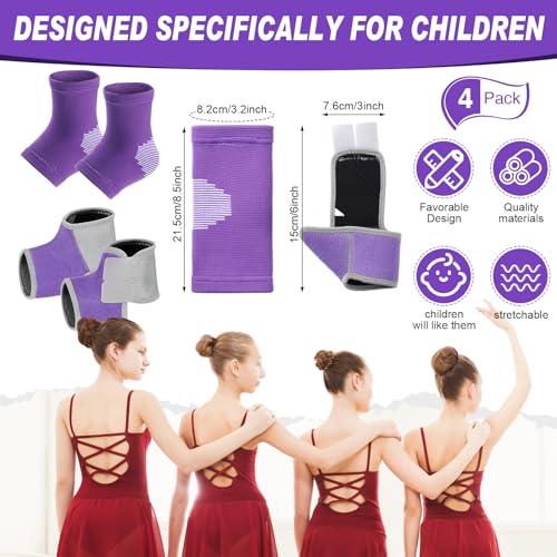 Image of Tarpop 2 Pairs Kids Ankle Brace Set Foot Support Stabilizer Wraps Protector Guard Knitted Ankle Sleeve Sock Support Compression Socks for Injury Prevention(Purple,Medium)