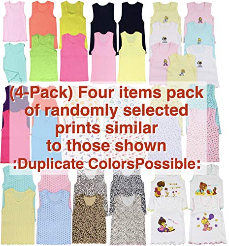 Tobeinstyle Girl's 4 Pack Ruffle Hem Cotton Tank Tops - Randomly Assorted Colors And Prints - 0-3 Months #TOP1