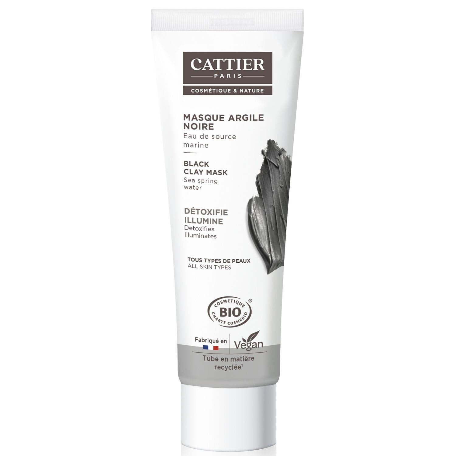 CATTIER – Masque Visage Détoxifiant à l’Argile Noire Bio, Purifie et Éclaire Tous Types de Peaux (Tube 100mL) - Le Lot De 3