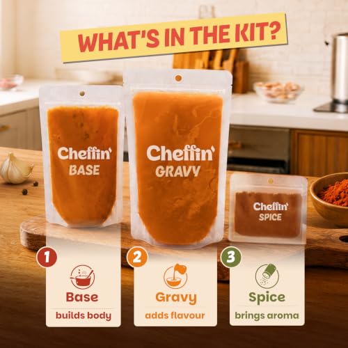 Image of Cheffin' Shahi Paneer Masala, 285g | Chef Curated Gourmet Cooking Kit | Cooks 150-200g Paneer | Ready in 10 Min | 100% Natural, No Preservatives | Just Add Fresh Paneer |Serves 2-3