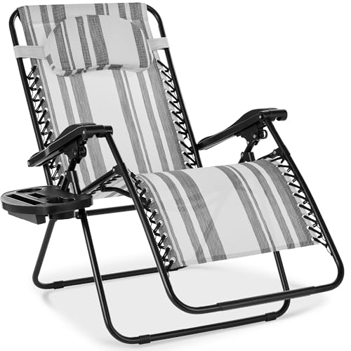 Oversized zero gravity chair with cup holder and pillow