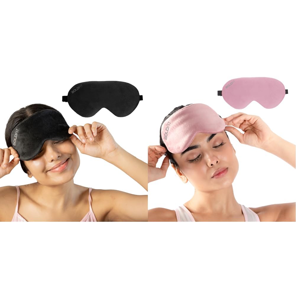 Boldfit Eye Mask for Sleeping with Adjustable Strap Super Soft Sleeping Mask Blind Fold for Comfortable Sleep Travelling Sleep Mask Pad for Girls Sleeping Eye Mask Blind Folds for Sleeping-picture-20
