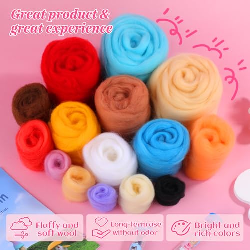 Image of UOOU Needle Felting Kit,Mushroom Needle Felting Beginners Kit,Needle Felting Supplies,Wool Roving,Instruction Manual,Wool Felting Kit for DIY Craft Decoration