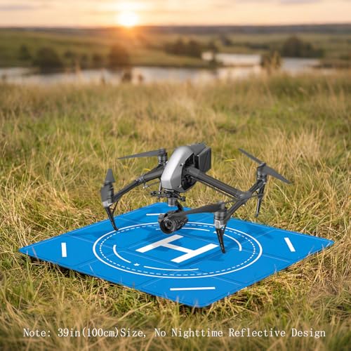 Image of FPVtosky Nighttime Reflective Drone Landing Pad, Fast-fold Double Sided Waterproof Landig Pad Weighted for DJI Mini 5 Pro / 4 /3 Pro /Mini 4k / Mavic 4 / Air 3s / Avata 2 / Neo /Flip(39 in)