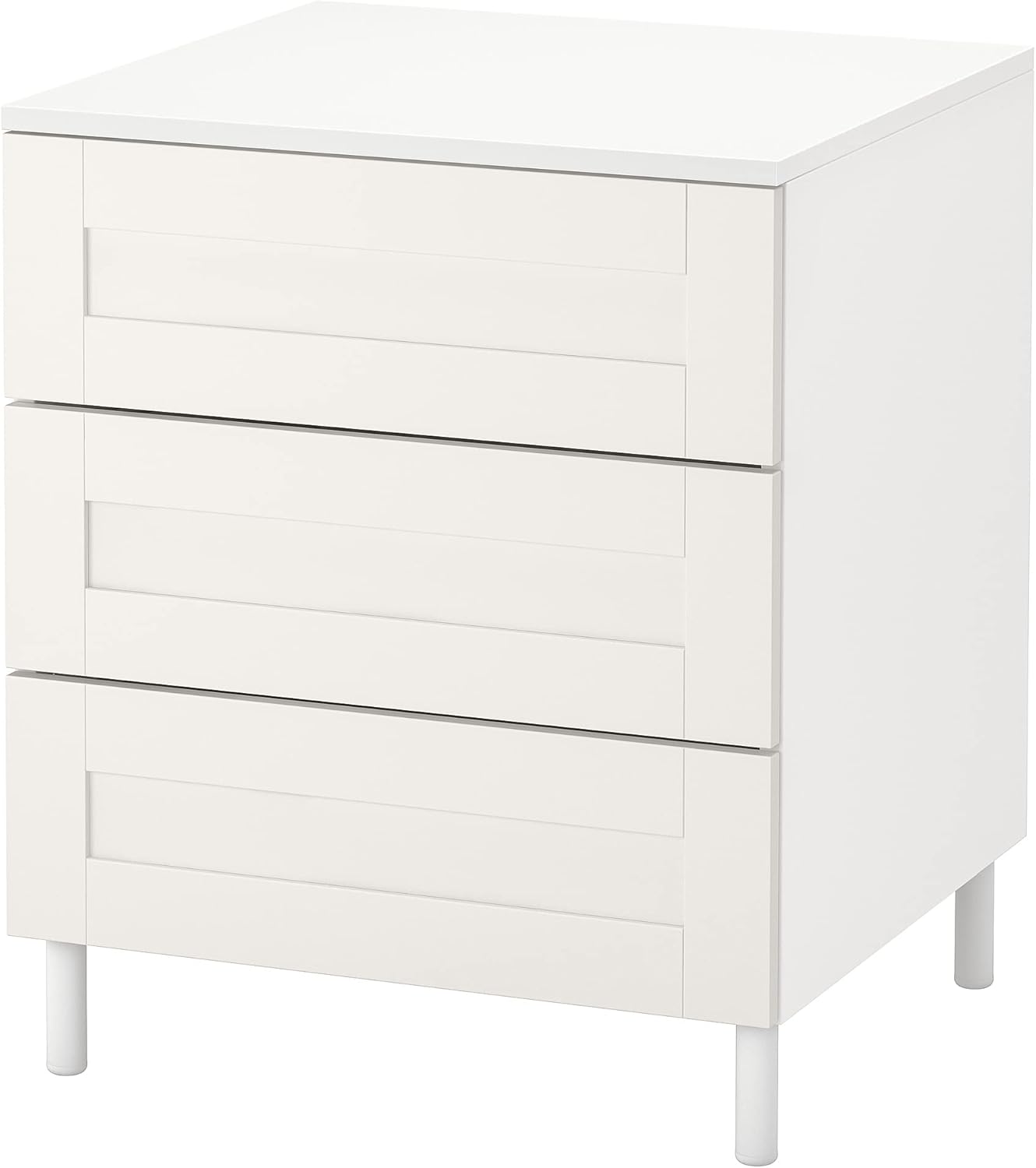 PLATSA Chest of 3 drawers, white/Sannidal white, 60x57x73 cm