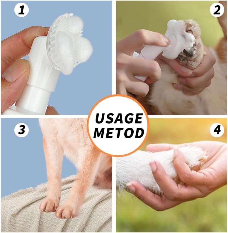 2-in-1 Pet Paw Cleaning Kit: No-Rinse Foam Cleaner & Pet Wipe Gloves, Foam Paw Scrubber for Dogs and Cats - Suitable for Small, Medium, Large Breeds, Puppies & Kittens with Dirty Paws - Image 6