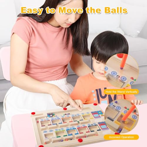 Image of P SQUARE Magnetic Color and Number Maze, Montessori Toys Wooden Magnet Board, School Educational Toys Must Haves for Kids, Montessori Fine Motor Skills Toys for 3 Year Old Boys & Girls (Train)