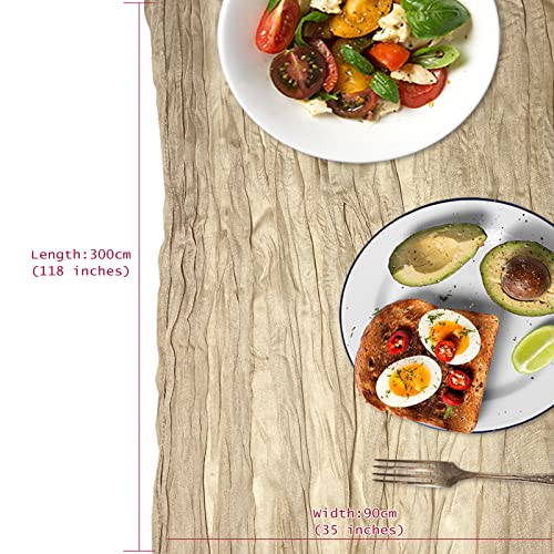 Cheesecloth-Gauze-Table-Runner-Boho-Tablecloth-35-x-120-Gauze-Table-Runner-with-Laundry-Bag-Table-Decor-for-Thanksgiving-Weddings-Dinner-Picnic-Birthday-Party-Brown Cheesecloth Gauze Table Runner Boho Tablecloth 35 x 120 Gauze Table Runner with Laundry Bag Table Decor for Thanksgiving Weddings Dinner Picnic Birthday Party Brown