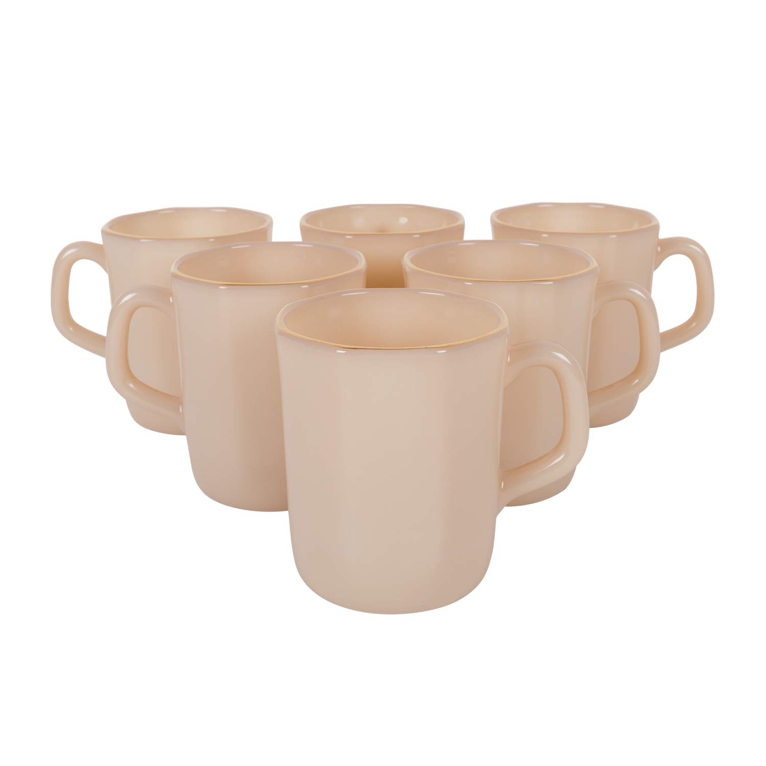 MP USA HOME SET Break Resistant Opal Glass Tea, Coffee or Milk Mug for Home and Kitchen, Dishwasher Safe - Ideal Gift for Housewarming; Color- Latte; Set of 6 Pieces