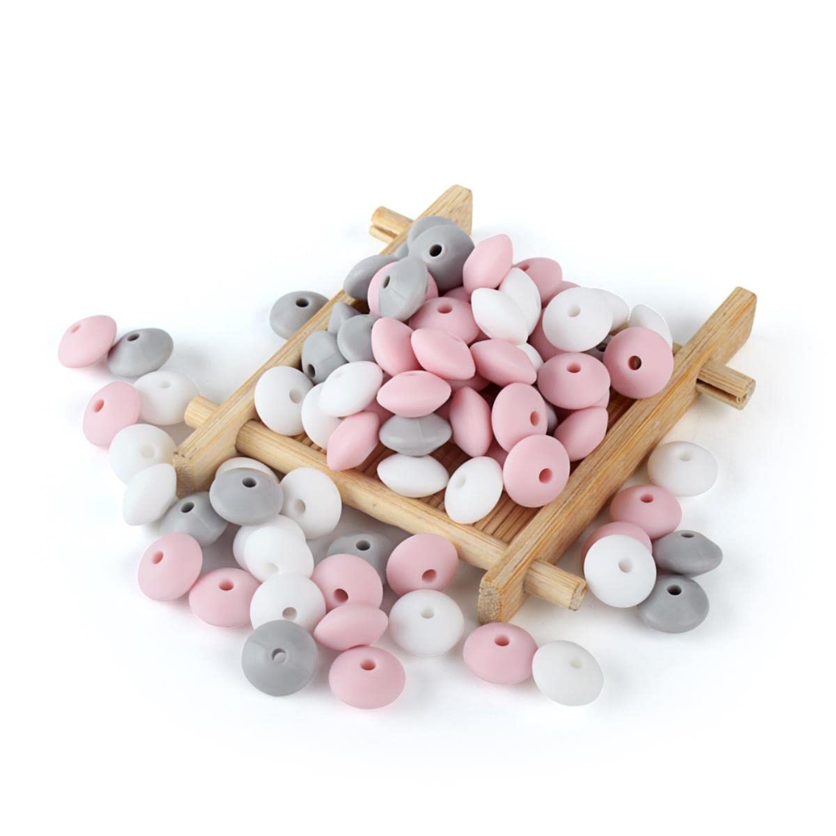 Perline in silicone a forma di lenticchie, 50 pezzi, per collane fai da te, abaco, 21,12 mm
