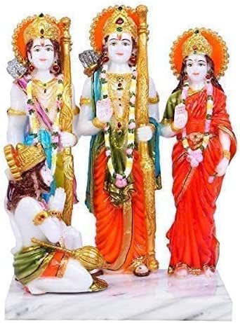 Generic Export Store Ram Darbar Idol/Ram Laxman Sita Hanuman Ji Marble Statue/Idol for Home Decor/Religious Multicolour Marble Statue for Home Office and Gift Use (Size 6 Inch), Small