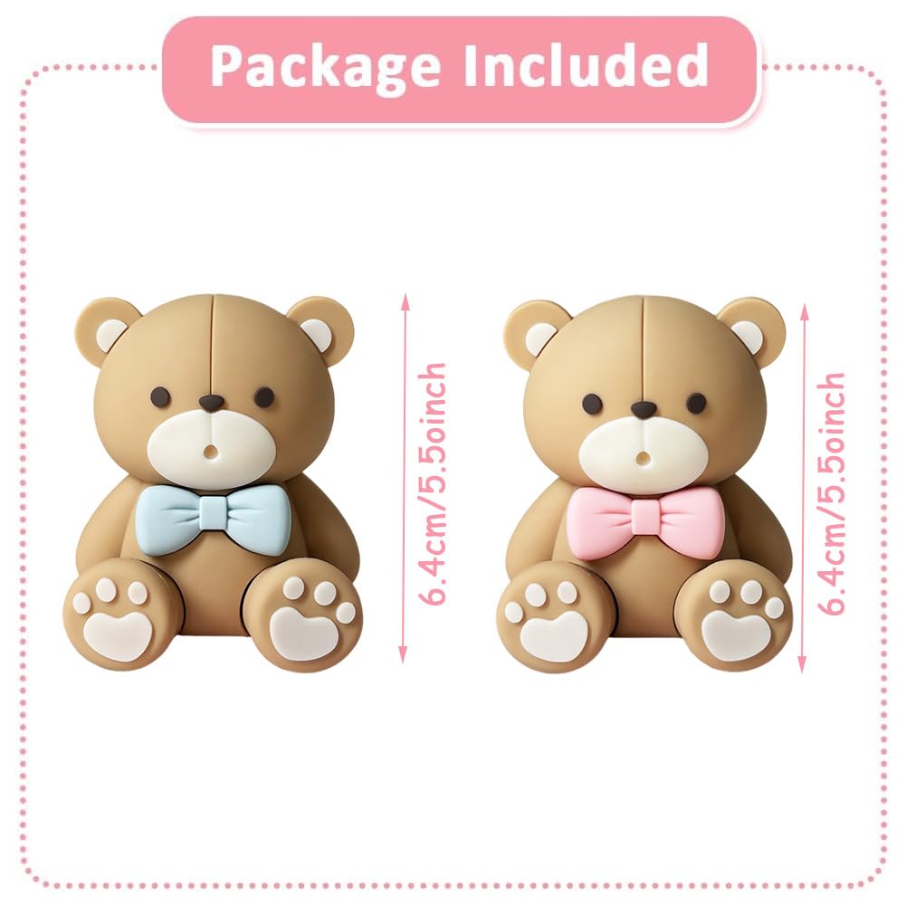 ZPSOSPZ 2 PCS Teddy Bears Cake Topper,Gender Reveal Cake Decoration Baby Shower Cake Decoration Big Bear Baby Shower Party Supplies Teddy Bear Decoration - Image 2