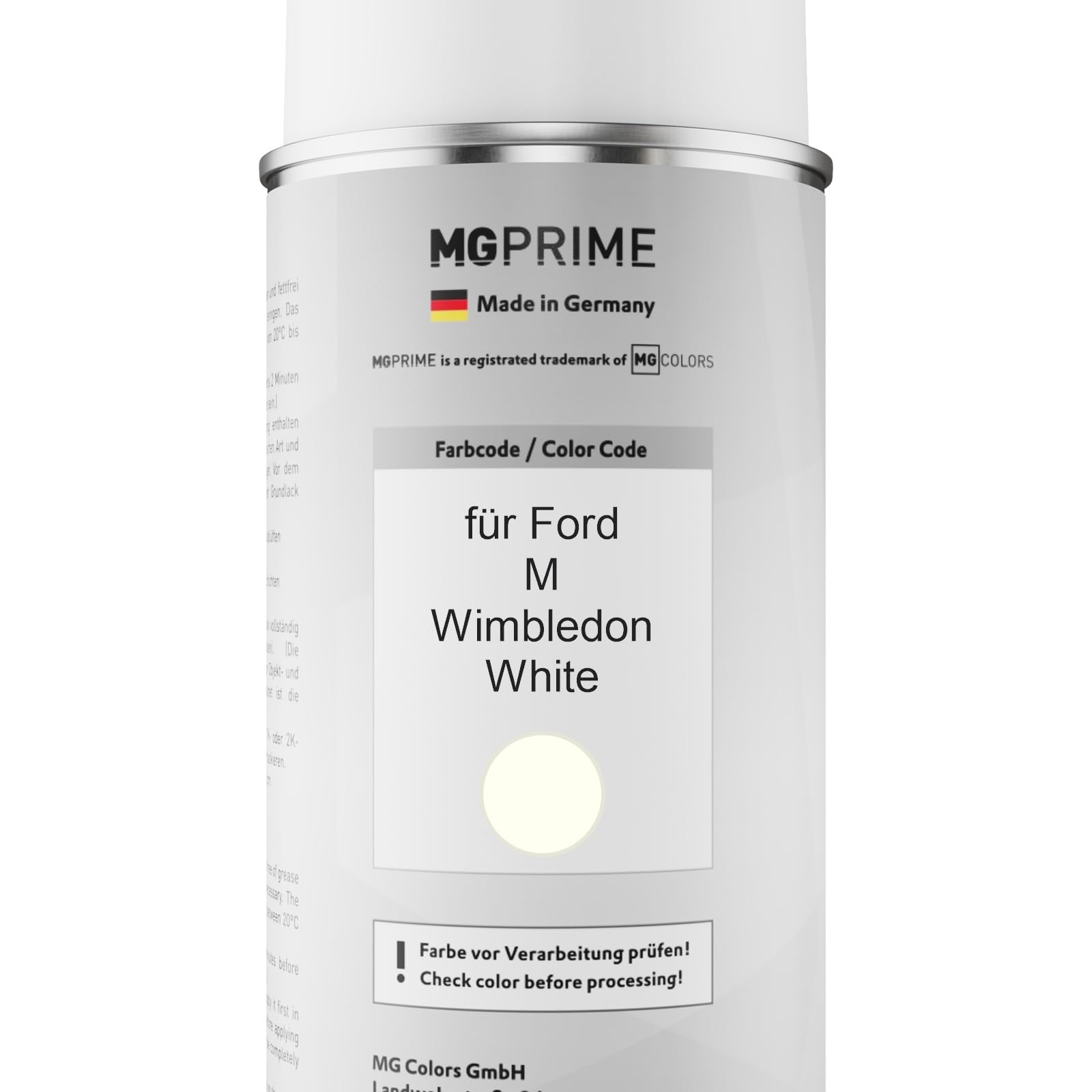 MG PRIME Autolack Set Spraydose für Ford M Wimbledon White + 2K-Klarlack