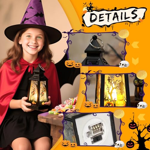 3 Stück Halloween Deko Kürbis Laterne, Halloween Herbstdeko Innen Outdoor mit LED Kürbis Kerze, Halloweendeko Aesthetic Draußen… – Ansicht 6