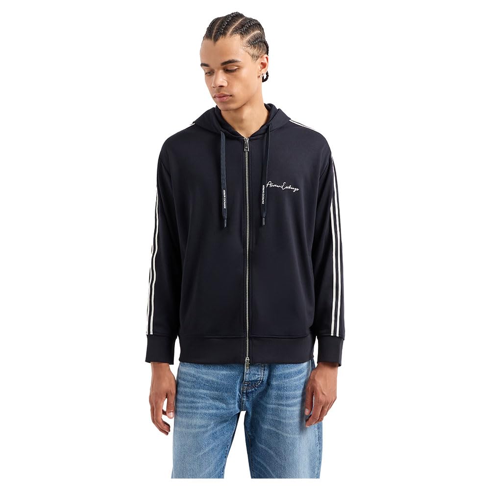 Armani Exchange Essential, Logo Signature, Full Zip Felpa con Cappuccio Uomo (Pacco da 1)