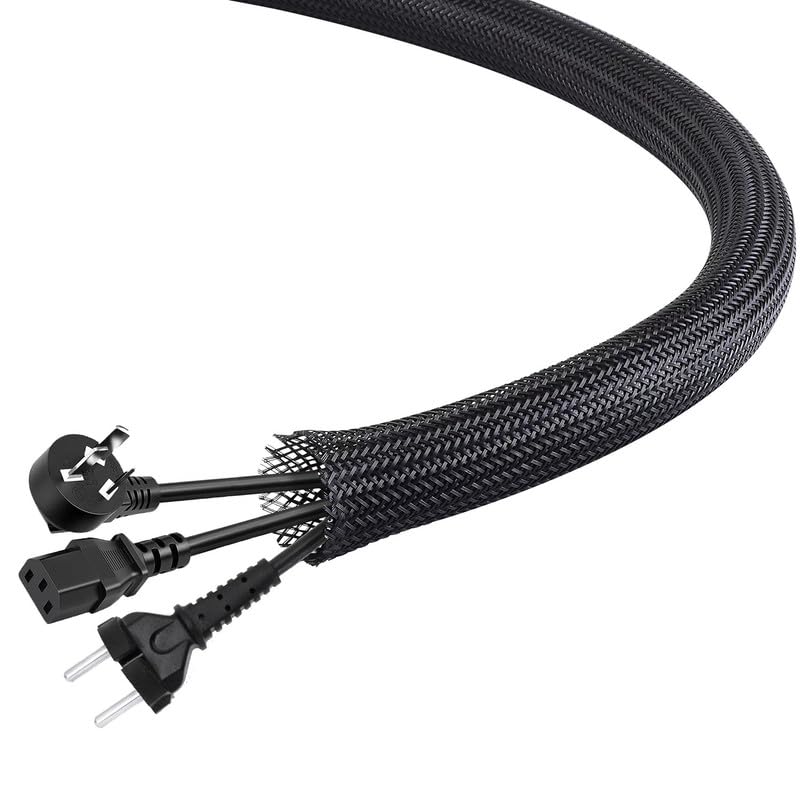 PET Expandable Braided Sleeving 25Ft-1 inch Wire Loom, Aibole Braided Cable Sleeve Wire Wrap,Black