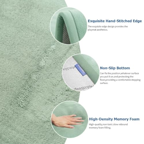 Image of Baby Play Mat for Floor,1.3 inch Thick Memory foam Tummy Time Mat for Toddlers,Infants,kids,Water-Repellent Soft Nursery Rug,Extra Large Non Slip for Crawling&Yoga,Tatami Style for Living Room(Sage Green)