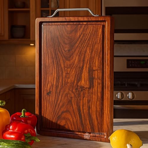 Image of Single Block Rosewood Chopping Board,Processed and Seasoned with Food Grade Mineral Oils,| Wooden Cutting Board for Kitchen(15x10 Inches) (Rosewood)