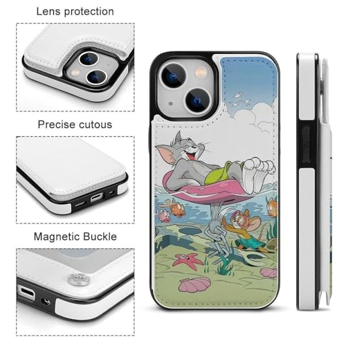 iPhone13 Mini用ケース 手帳型 トムとジェリー 【全機種対応】 アイフォン13 Mini用ケース スマホケース 財布型 PUレザー おしゃれ 背面カード収納 スタンド機能 携帯カバー 耐衝撃