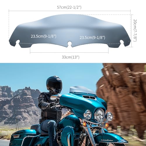 Image of JMTBNO Smoke 7 inch Wave Windshield Windscreen Compatible for 2014-2024 Harley Davidson Touring Street Glide /Electra Glide /Ultra Limited /Tri Glide FLHT FLHX FLHXS FLHTK