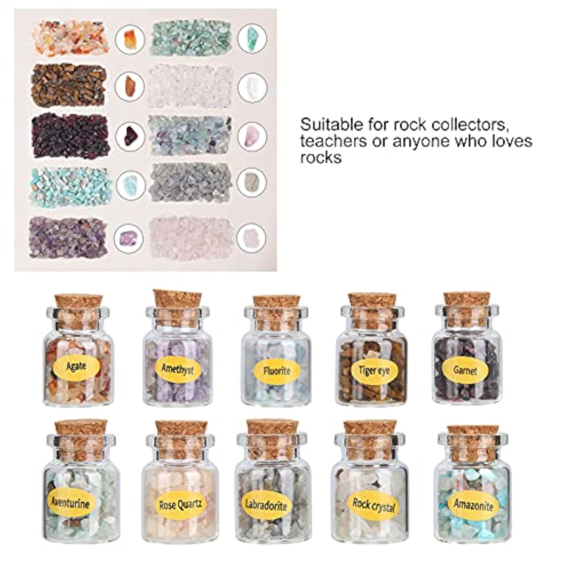 Unique Shape Rocks Collection in Drifting Bottle, 10 Kinds