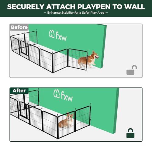 Image of FXW Rollick Dog Playpen with Anchor Kit (Pack of 4) - 24 Inch 16-Panel Dog Pen for Small & Medium Dogs, Stable & Safe Indoor /Outdoor Play│Patented