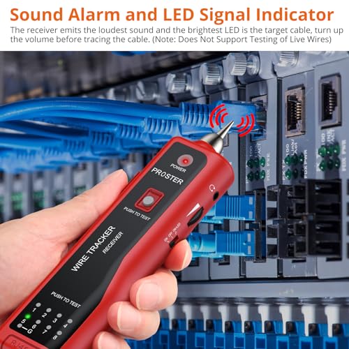 Miniatura 4 de Proster Comprobador De Cables Rj45 Rj11 Con Pelacables Tester De Cables De Red Con Auriculares Rastreador De Cables Para Cables Lan Ethernet Rj45 Rj11 Líneas Telefónicas-Rojo