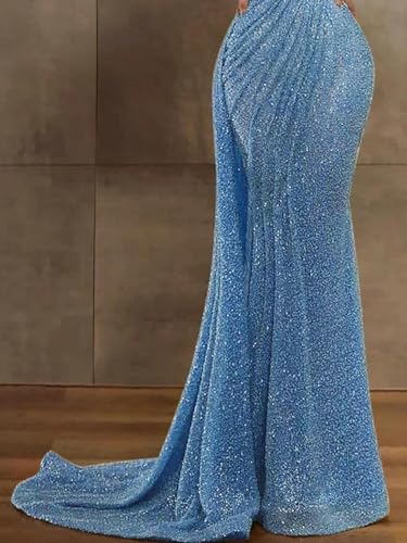 Elegant Mermaid/Trumpet Sequined Prom Celebrity Gown Illusion Neck Long Sleeves Court Train Formal Dress 20244